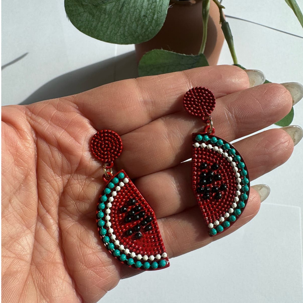 NEW Fun Watermelon Metal Stud Earrings